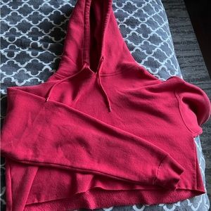 Red cropped hoodie